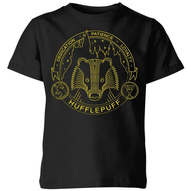 Harry Potter Hufflepuff Badger Badge Kids' T-Shirt - Black