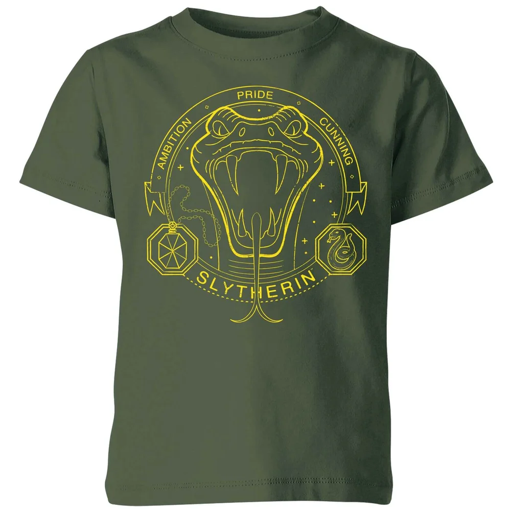 Harry Potter Slytherin Snake Badge Kids' T-Shirt - Forest Green - 3-4 Jahre Bild 1
