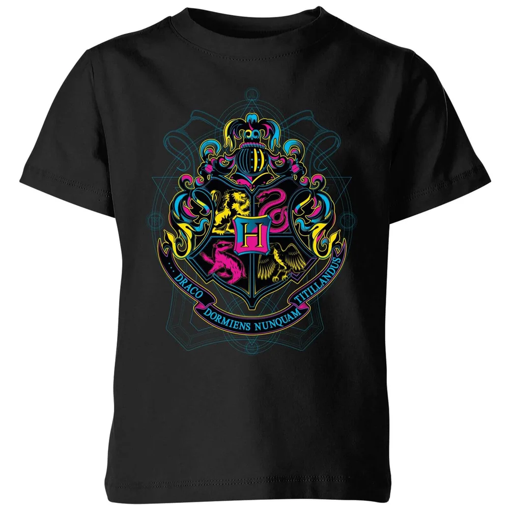 Harry Potter Hogwarts Neon Crest Kids' T-Shirt - Black - 3-4 Jahre Bild 1