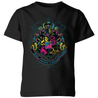 Harry Potter Hogwarts Neon Crest Kids' T-Shirt - Black - undefined undefined