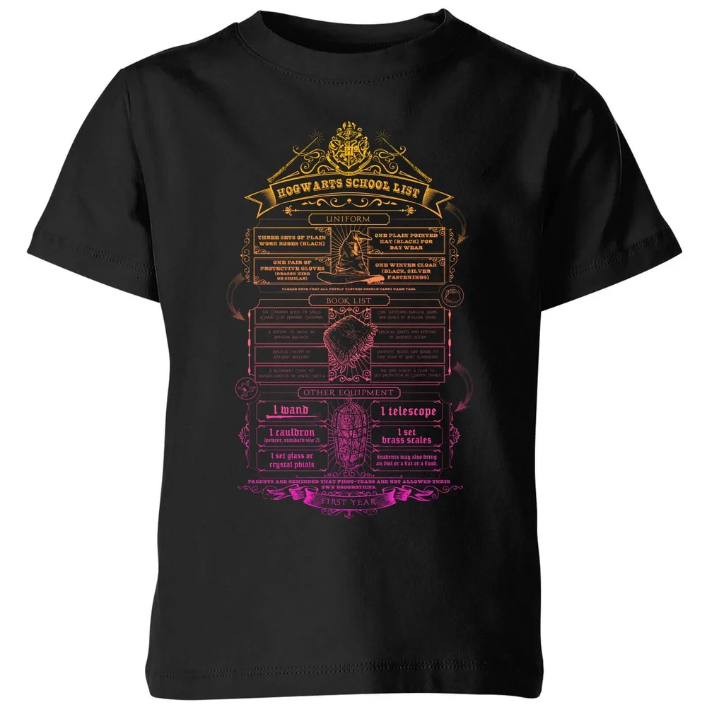 Harry Potter School List Kids' T-Shirt - Black - 3-4 Jahre Bild 1