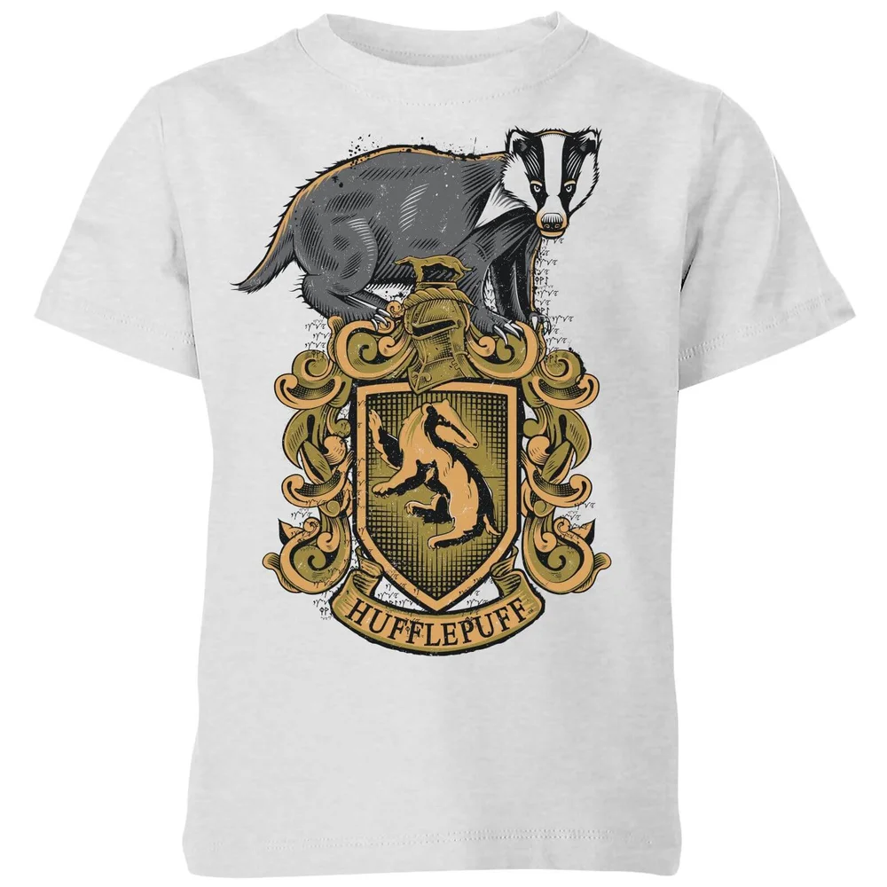 Harry Potter Hufflepuff Drawn Crest Kids' T-Shirt - Grey - 3-4 Jahre Bild 1