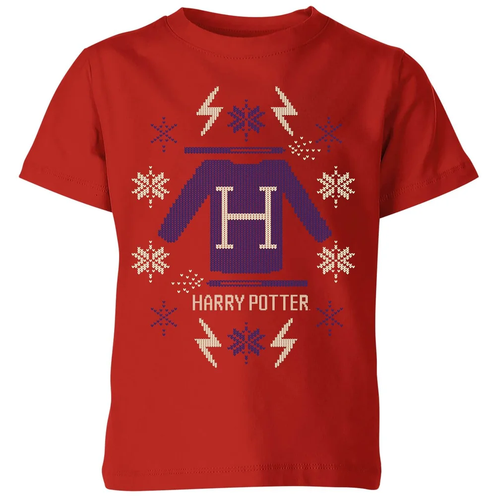 Harry Potter Christmas Sweater Kids' T-Shirt - Red - 3-4 Jahre Bild 1