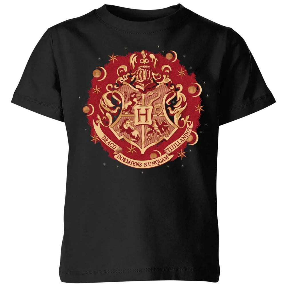 Harry Potter Hogwarts Christmas Crest Kids' T-Shirt - Black - 3-4 Jahre Bild 1
