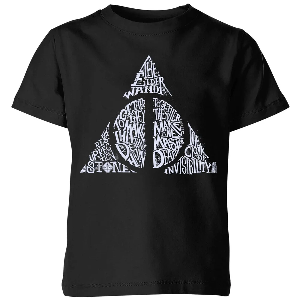 Harry Potter Deathly Hallows Text Kids' T-Shirt - Black - 3-4 Jahre Bild 1