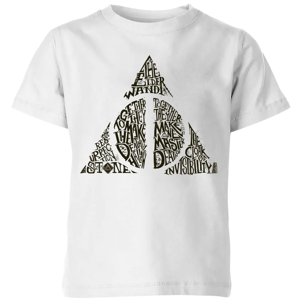 Harry Potter Deathly Hallows Text Kids' T-Shirt - White - 3-4 Jahre Bild 1