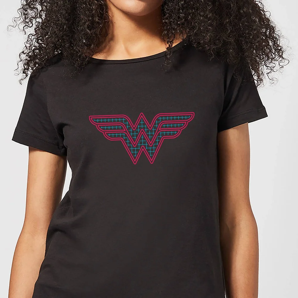 Justice League Wonder Woman Retro Grid Logo Women's T-Shirt - Black - S Bild 1