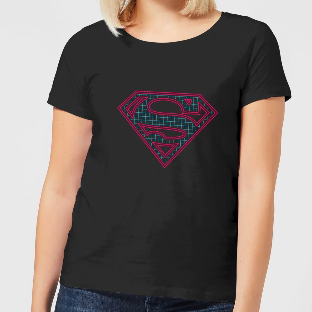 Justice League Superman Retro Grid Logo Women's T-Shirt - Black - S Bild 1