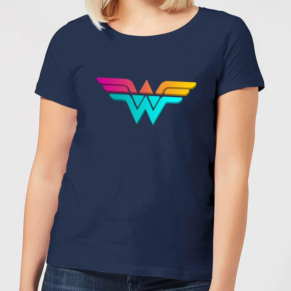 Justice League Neon Wonder Woman Women's T-Shirt - Navy - S Bild 1