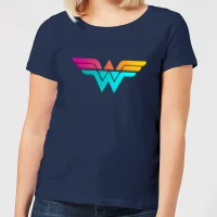 Justice League Neon Wonder Woman Women's T-Shirt - Navy - undefined undefined