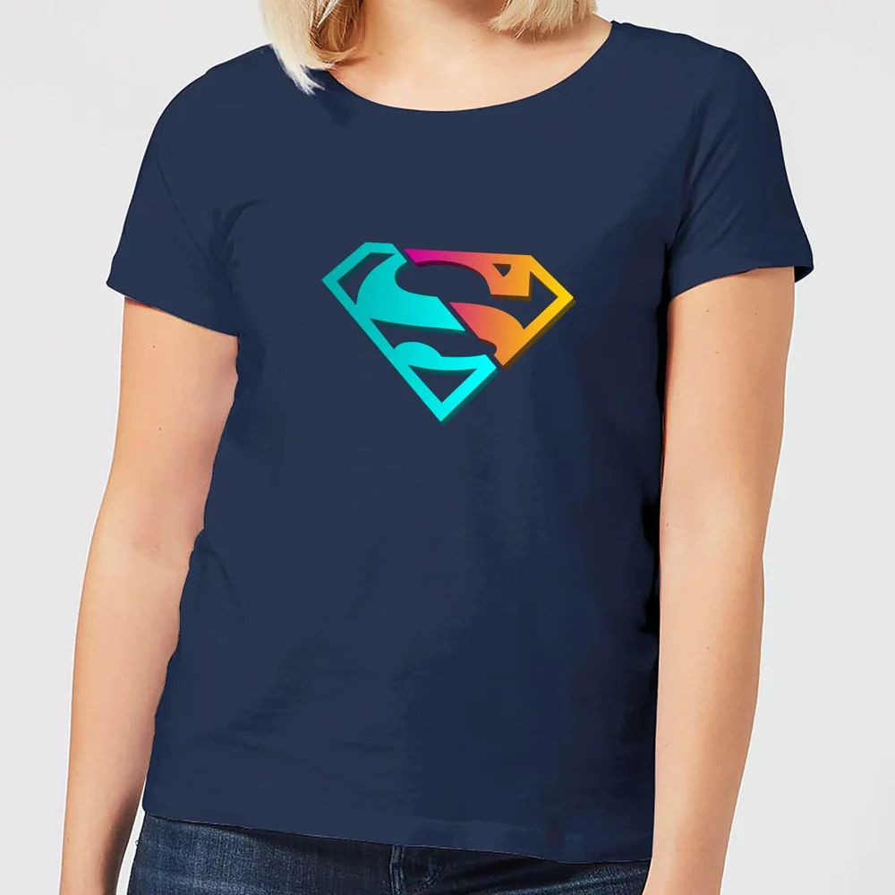 Justice League Neon Superman Women's T-Shirt - Navy - S Bild 1