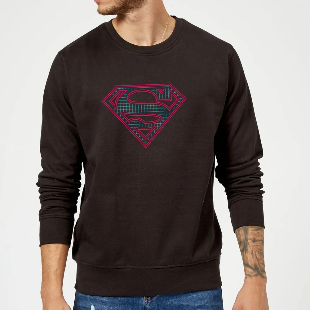 Justice League Superman Retro Grid Logo Sweatshirt - Black - S Bild 1