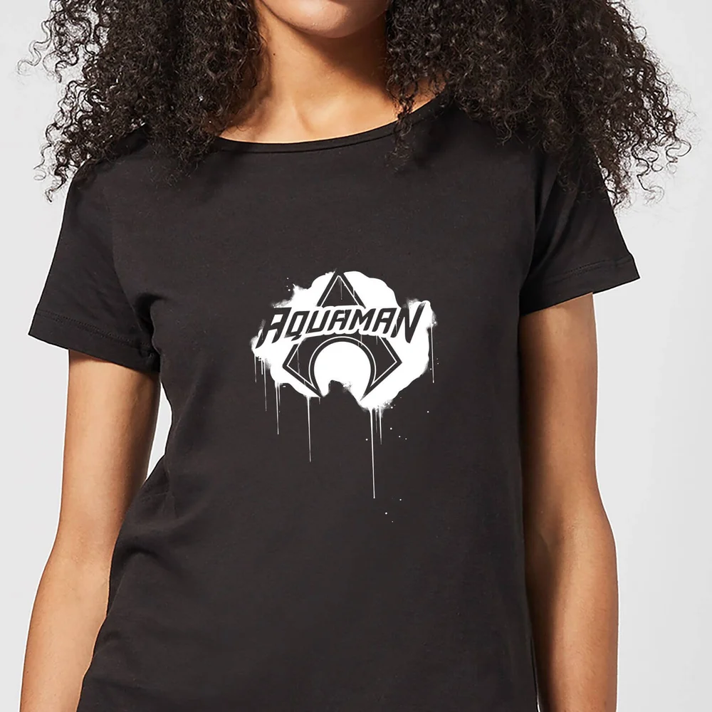 Justice League Graffiti Aquaman Women's T-Shirt - Black - S Bild 1