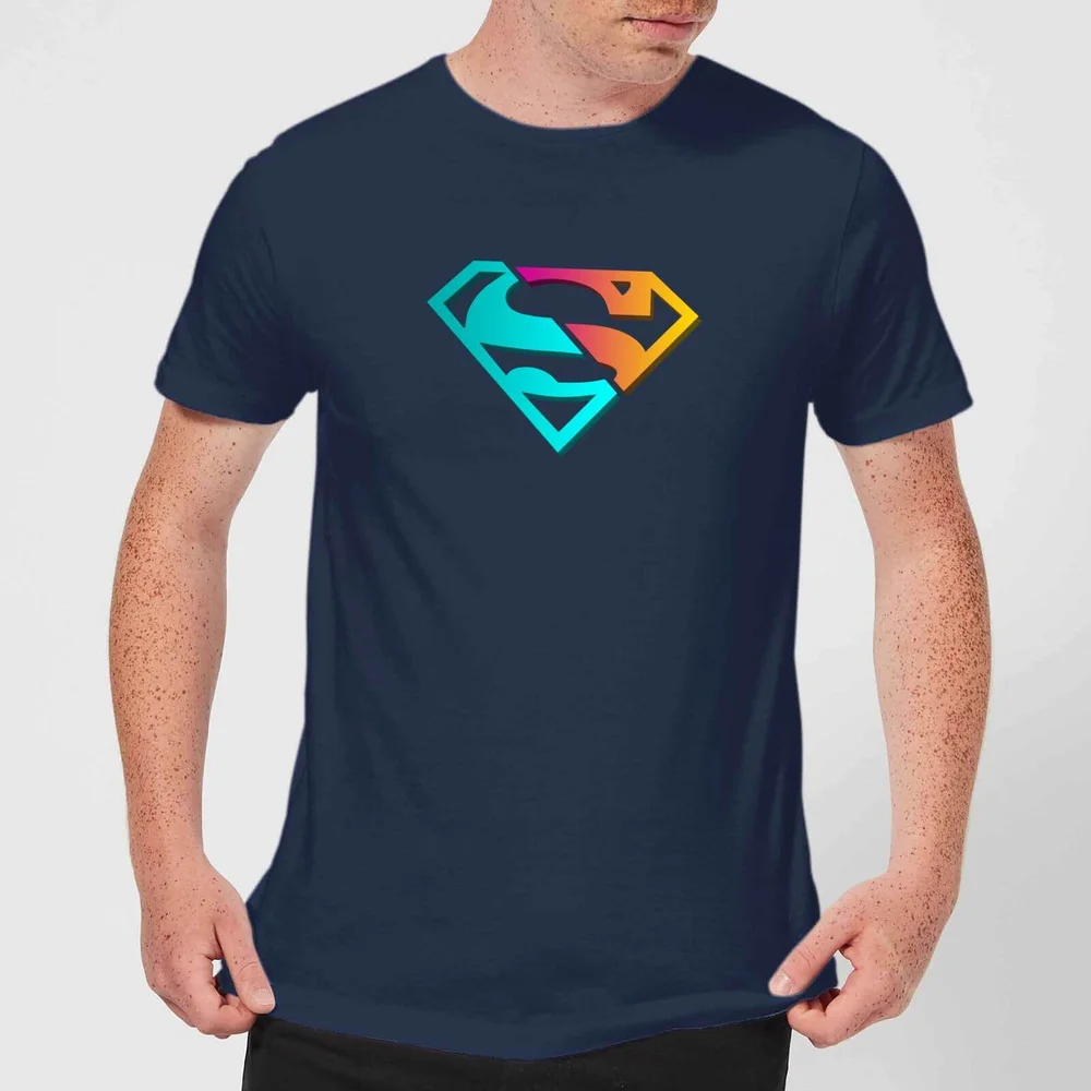 Justice League Neon Superman Men's T-Shirt - Navy - S Bild 1