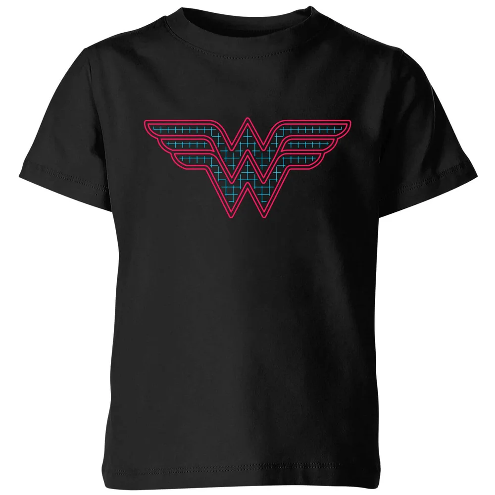 Justice League Wonder Woman Retro Grid Logo Kids' T-Shirt - Black - 3-4 Jahre Bild 1
