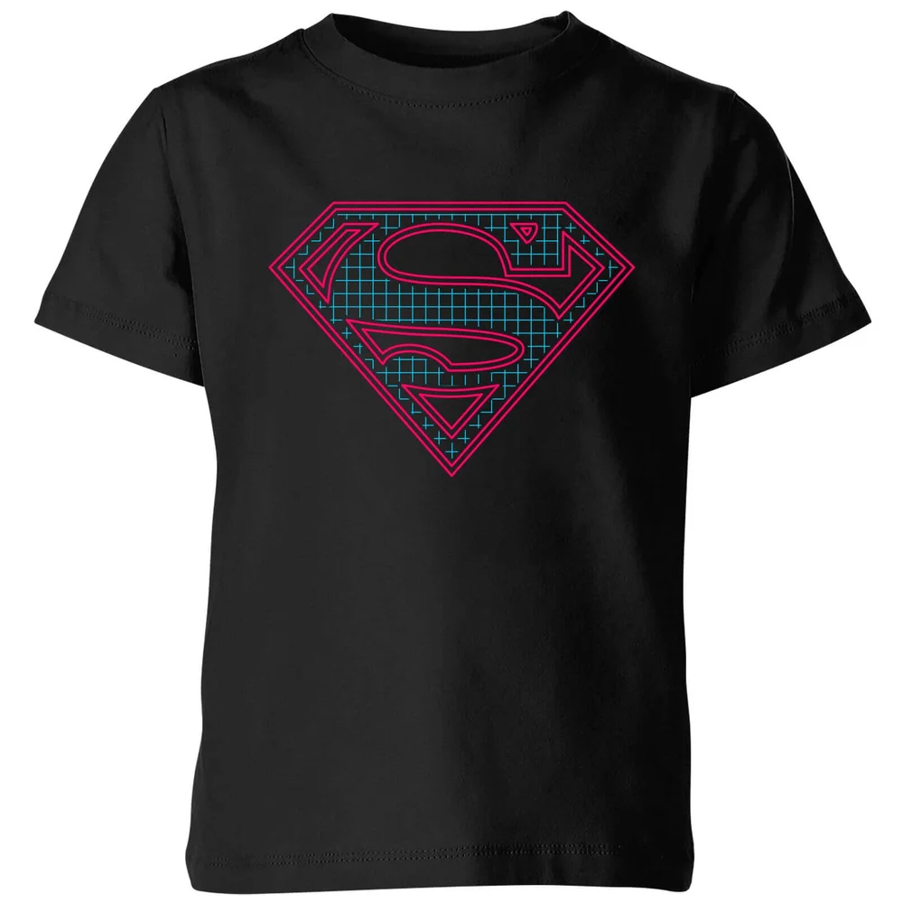 Justice League Superman Retro Grid Logo Kids' T-Shirt - Black - 3-4 Jahre Bild 1