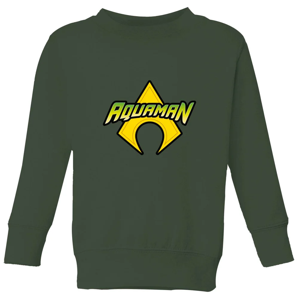 Justice League Aquaman Logo Kids' Sweatshirt - Forest Green - 3-4 Jahre Bild 1