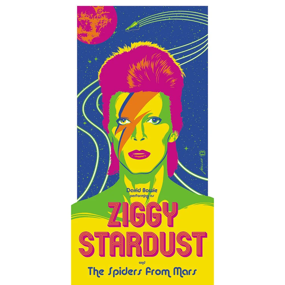 David Bowie - 'Ziggy Stardust' 12 x 24 Inches Limited Edition Screenprint by Brian Miller (Neon Colour Variant) Bild 1