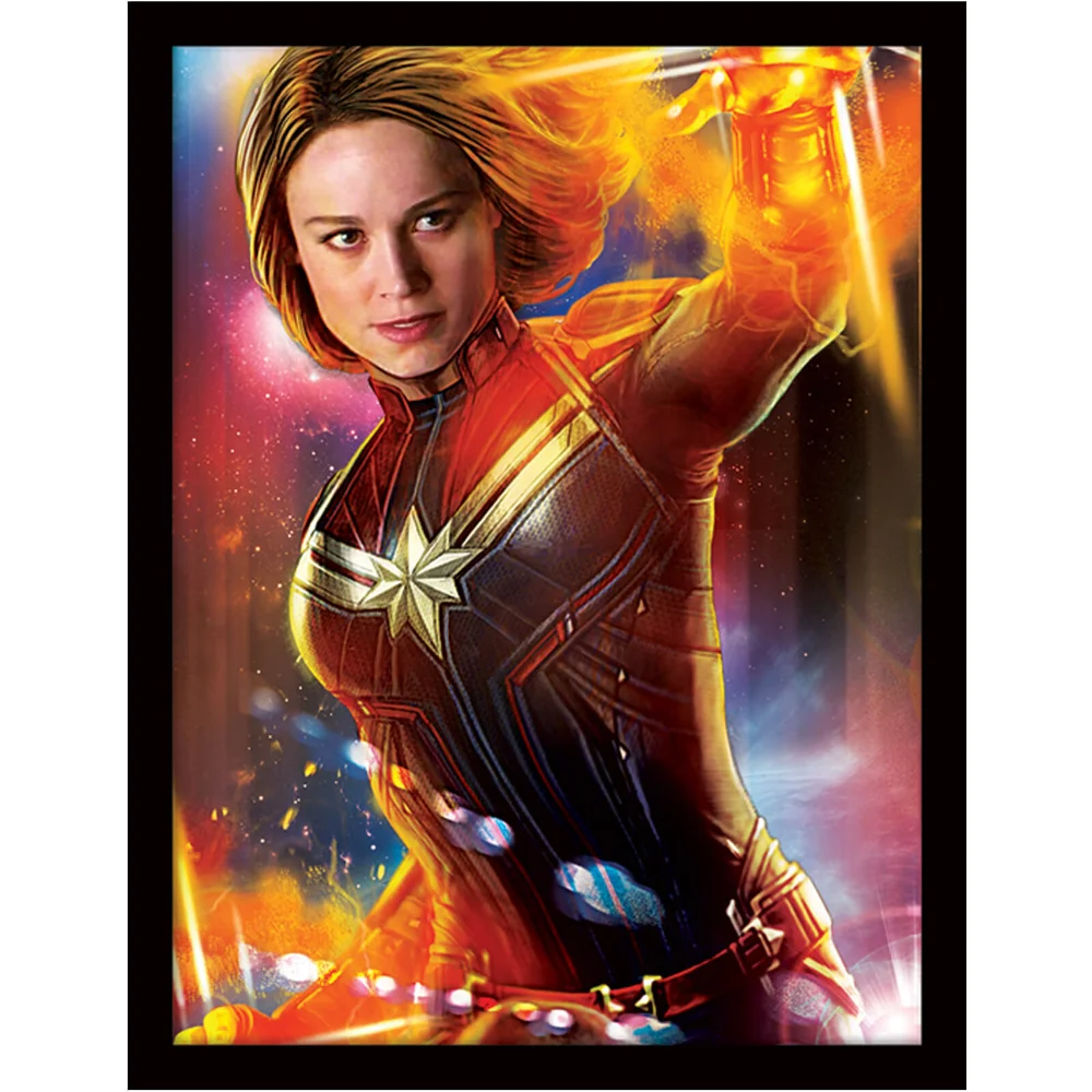 Captain Marvel (Glow) Framed 30 x 40cm Print Bild 1