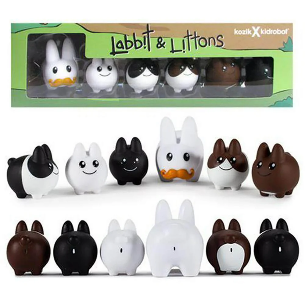 Kidrobot Kozik 5 cm Vinyl-Labbit mit fünf 3,8 cm großen Littons Bild 1