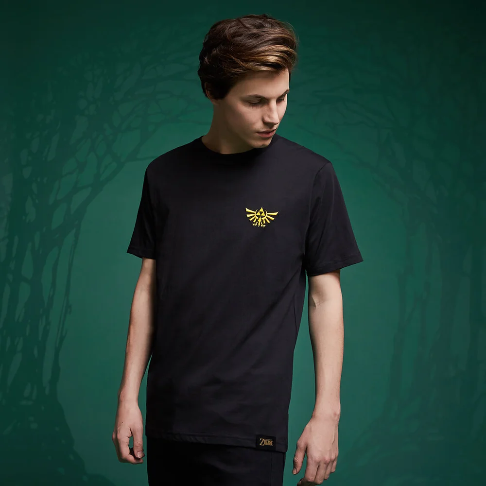 Legend Of Zelda Hyrule Crest Embroided T-Shirt - Schwarz - 3XL Bild 1