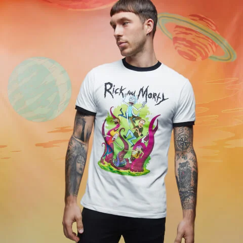 Rick and Morty 70s Ringer - Weiß / Schwarz