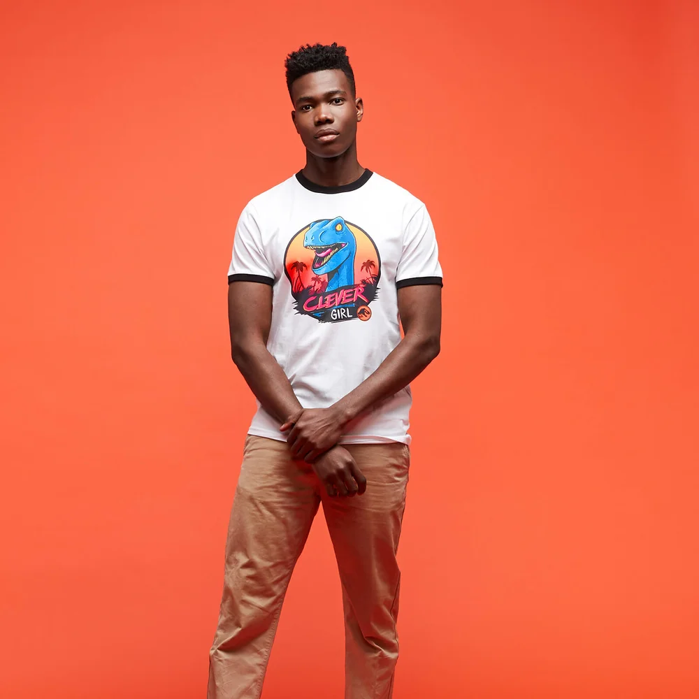 Jurassic Park Primal Clever Girl Unisex Ringer T-Shirt - Weiß / Schwarz - L Bild 1