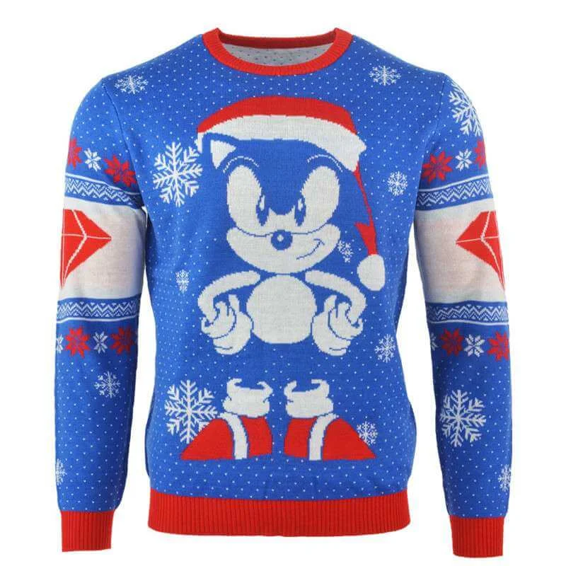 Sonic the Hedgehog Sonic Gem Knitted Christmas Jumper - M Bild 1