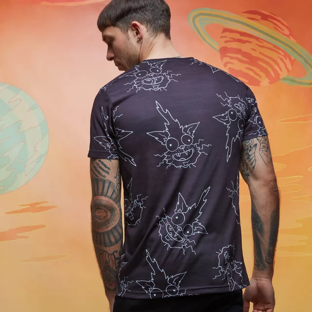 Rick and Morty All-Over Print Faces T-Shirt - Schwarz