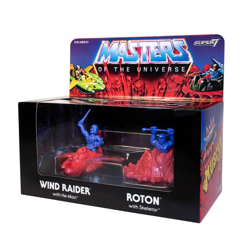 Super7 Masters of the Universe Wind Raider, He-Man, Roton und Skeletor M.U.S.C.L.E. Figuren - Zavvi Exclusive (4er-Pack) Bild 1
