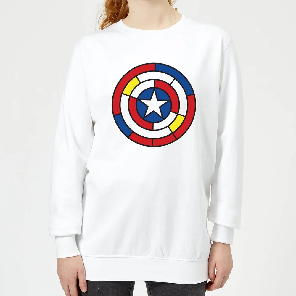 Marvel Captain America Stained Glass Shield Women's Sweatshirt - White - XS Bild 1