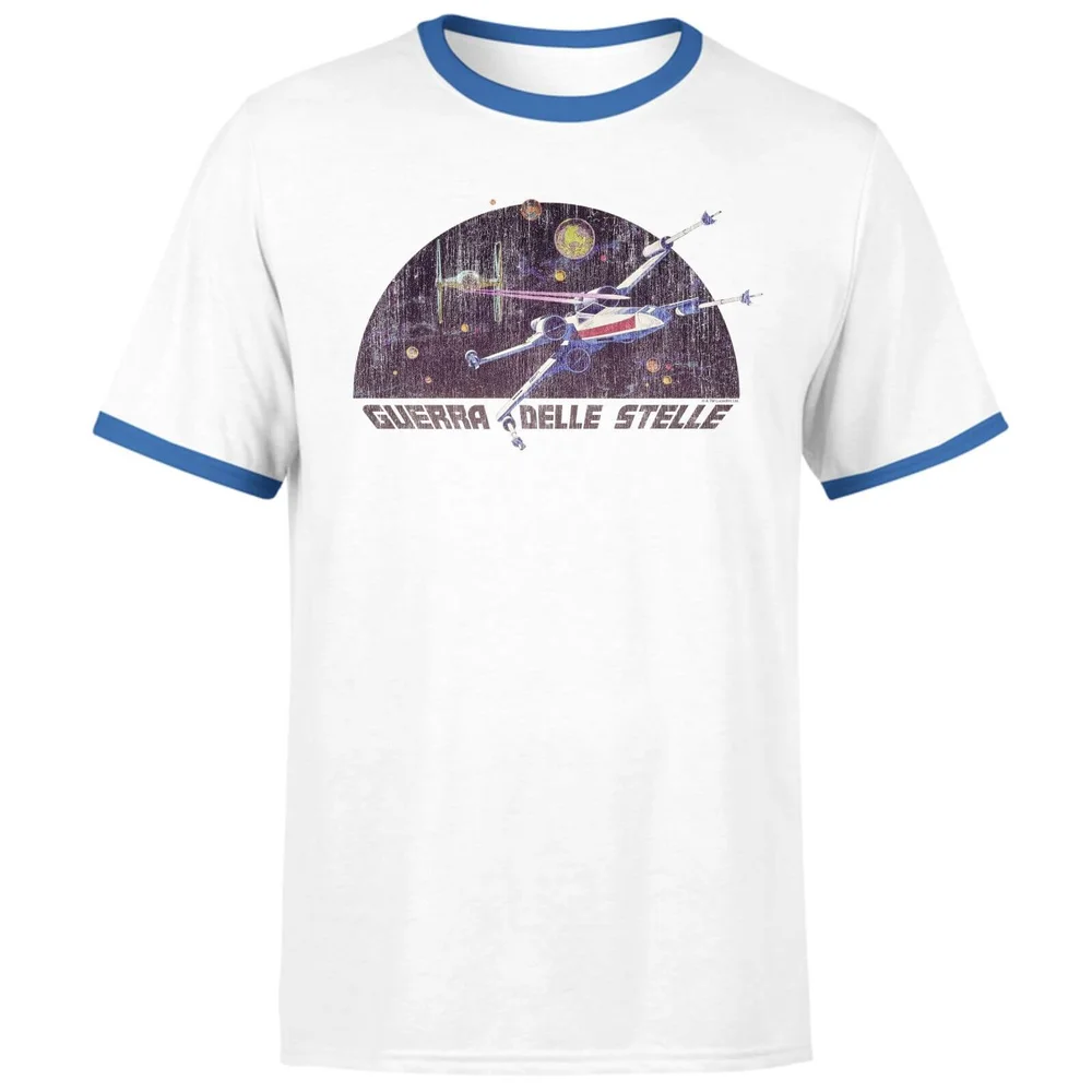 Star Wars X-Wing Italian Herren T-Shirt - Weiß / Blau Ringer - S Bild 1
