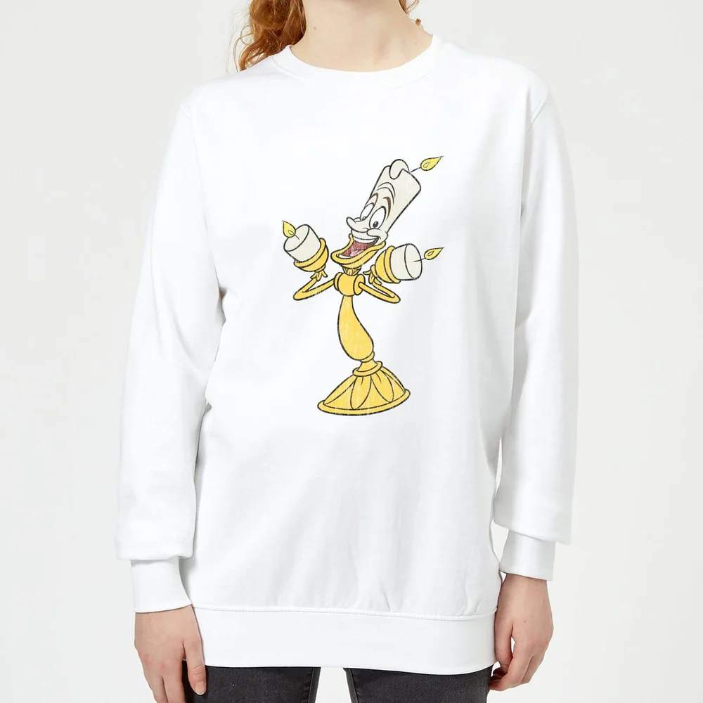 Disney Beauty And The Beast Lumiere Distressed Women's Sweatshirt - White - XS Bild 1