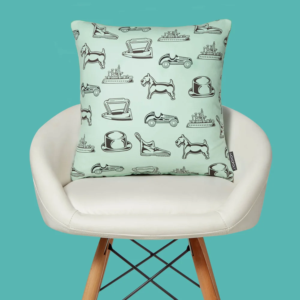 Monopoly Pieces Letterpress Square Cushion - 40x40cm Bild 1