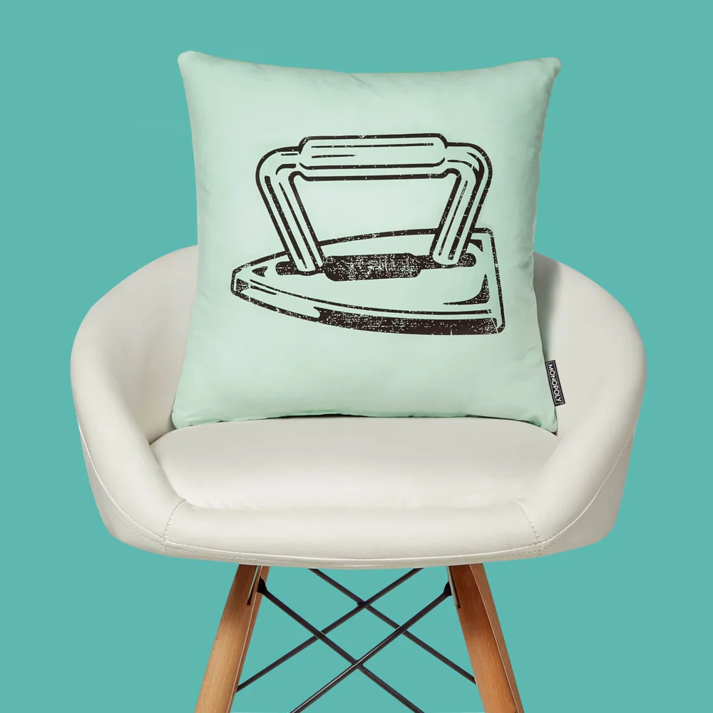 Monopoly Iron Letterpress Square Cushion - 40x40cm - Soft Touch Bild 1