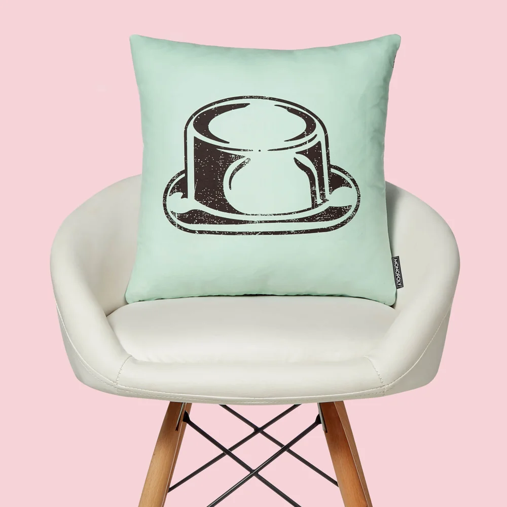 Monopoly Hat Letterpress Square Cushion - 40x40cm - Soft Touch Bild 1