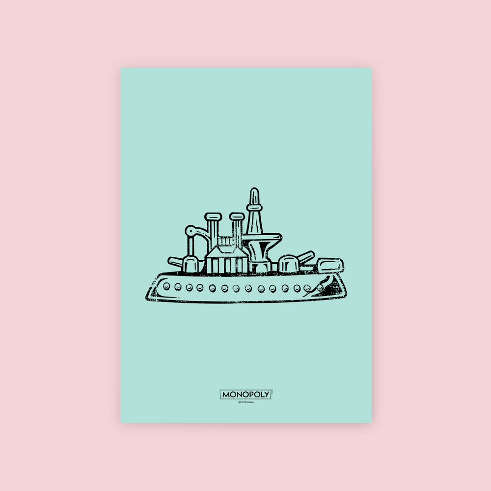 Monopoly Ship Letterpress Art Print - A4 Bild 1