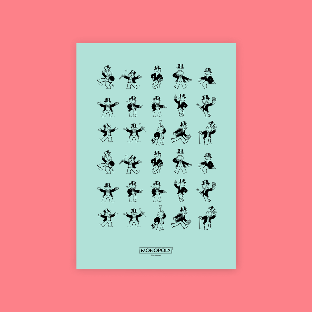 Monopoly Mr Monopoly Letterpress Art Print - A4 Bild 1