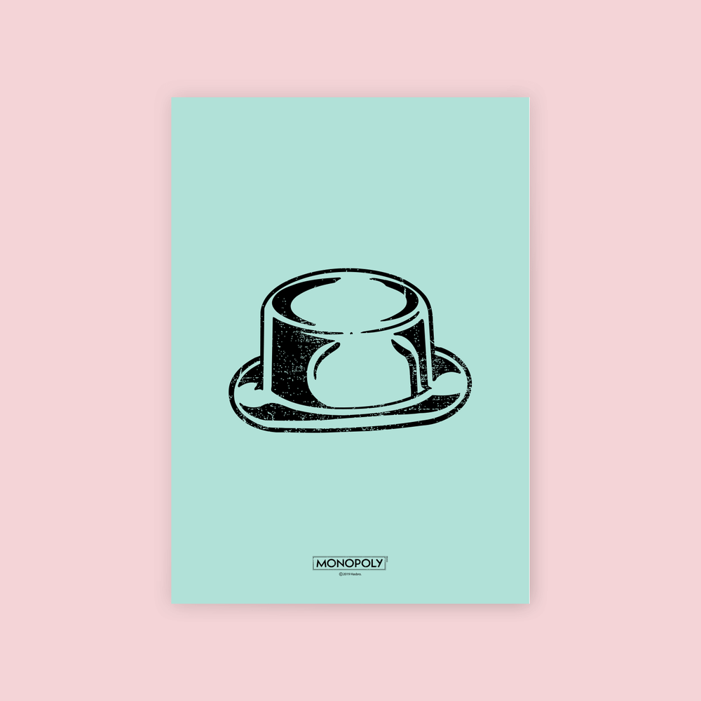 Monopoly Hat Letterpress Art Print - A4 Bild 1