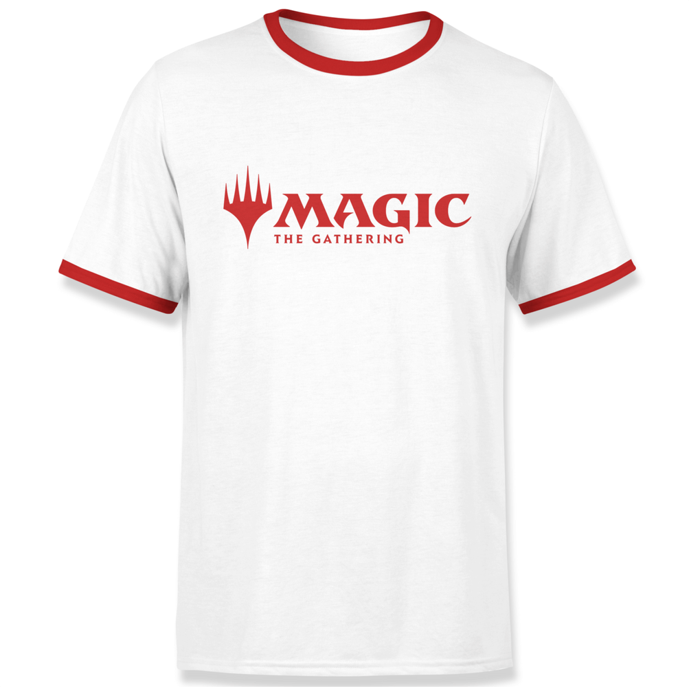 Magic The Gathering Logo Men's Ringer - White/Red - S Bild 1