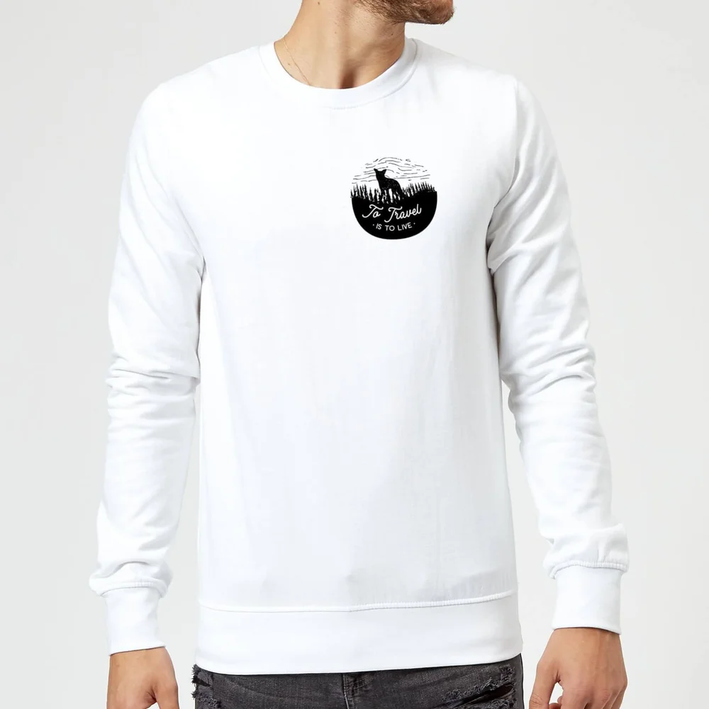 Black To Travel Is To Live Pocket Print Sweatshirt - White - S - Weiß Bild 1