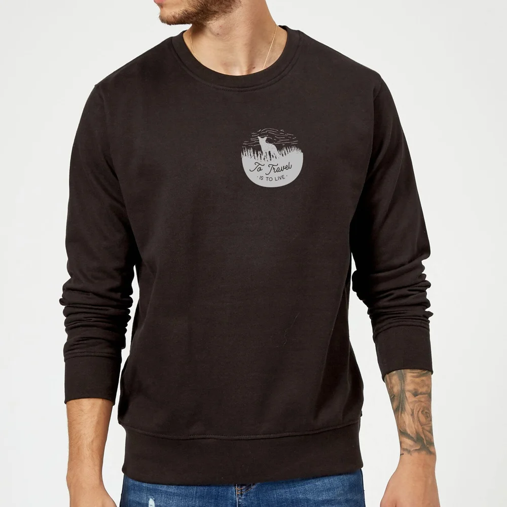 To Travel Is To Live Pocket Print Sweatshirt - Black - S - Schwarz Bild 1