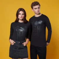 Batman Dripping Logo Longsleeve T-Shirt - Schwarz