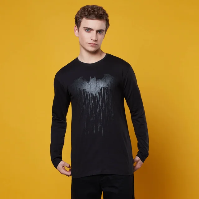 Batman Dripping Logo Longsleeve T-Shirt - Schwarz