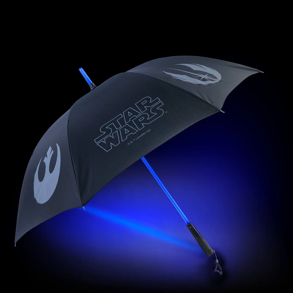 Star Wars Official Light up Lightsaber Umbrella with Torch Handle - Light Side (Blue) - Zavvi Exclusive Bild 1