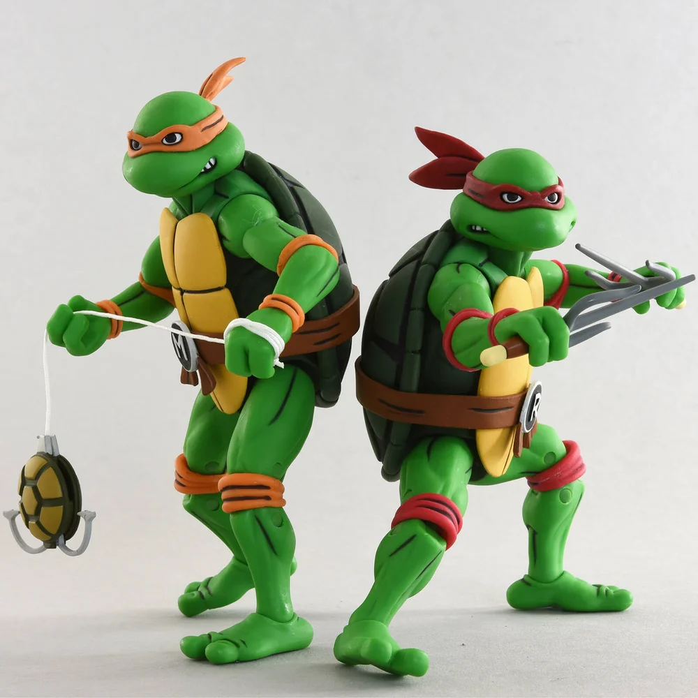 NECA Teenage Mutant Ninja Turtles Cartoon Series Michelangelo and Raphael Action Figures 2 Pack Bild 1