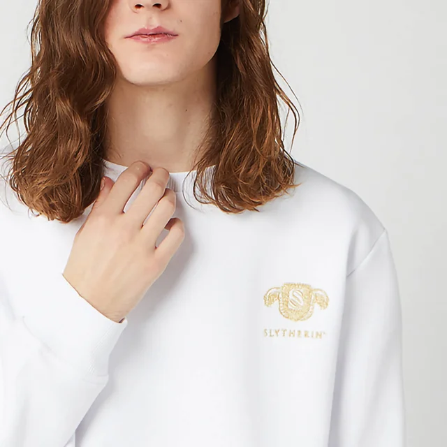Harry Potter Slytherin Unisex Embroidered Sweatshirt - White