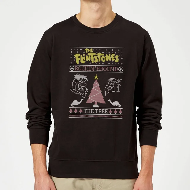 Flintstones Rockin Around The Tree Weihnachtspullover – Schwarz
