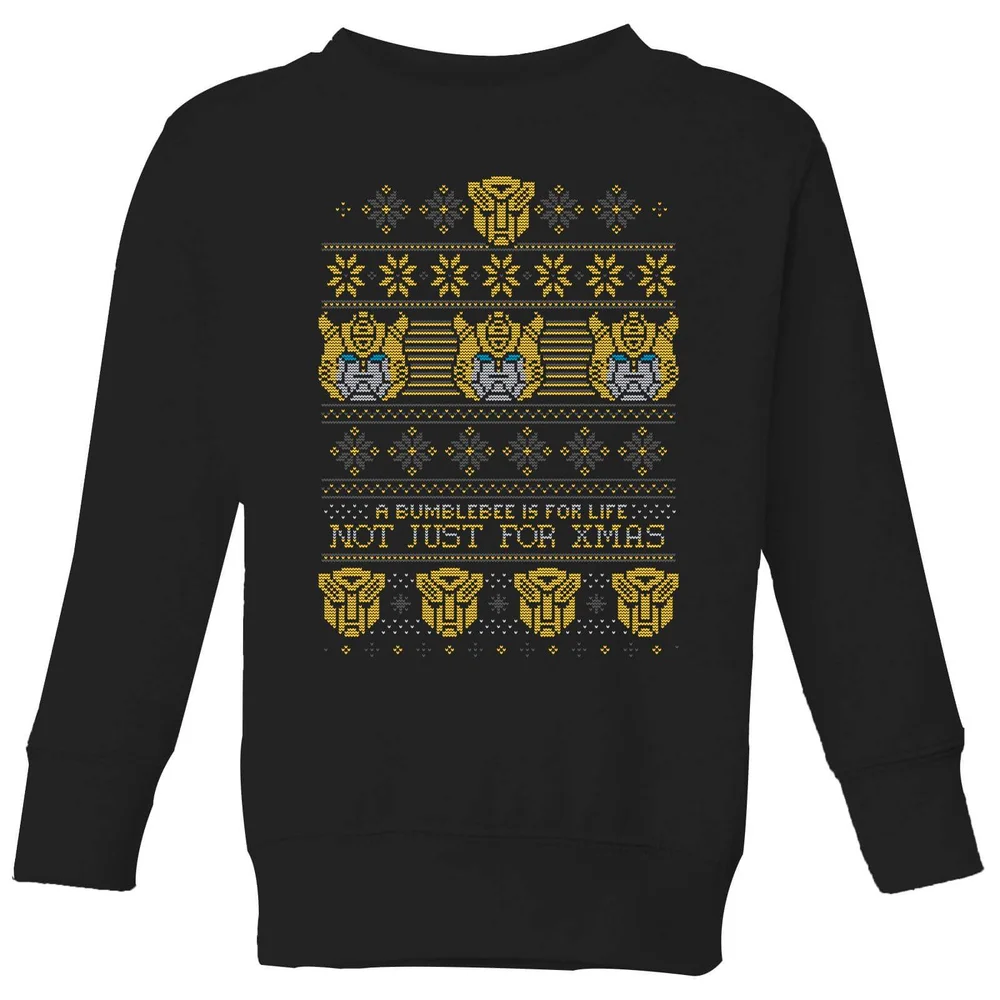 Bumblebee Classic Ugly Knit Kinder Weihnachtspullover – Schwarz - 3-4 Jahre Bild 1