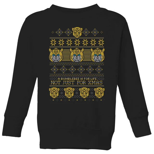 Bumblebee Classic Ugly Knit Kinder Weihnachtspullover – Schwarz